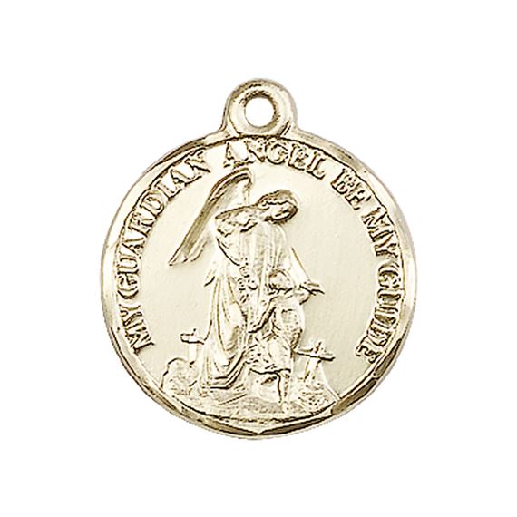 14KT GOLD GUARDIAN ANGEL MEDAL - 7/8" x 3/4"
